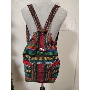 Mr Pinzon Backpack Woven Textile Colorful Drawstring Boho Bag Hippie